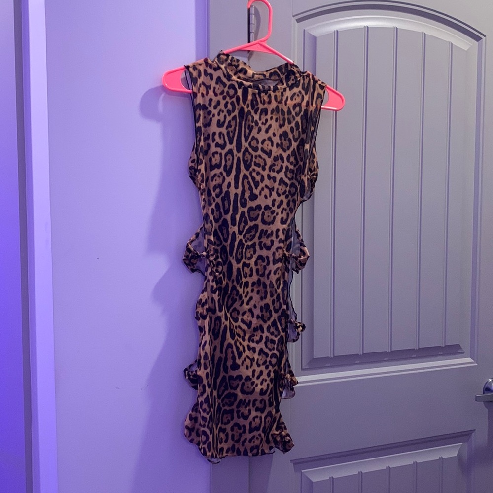Leopard print mesh coverup